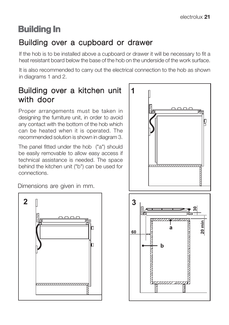 Building in | Electrolux U31216 EHG 7812 User Manual | Page 21 / 36