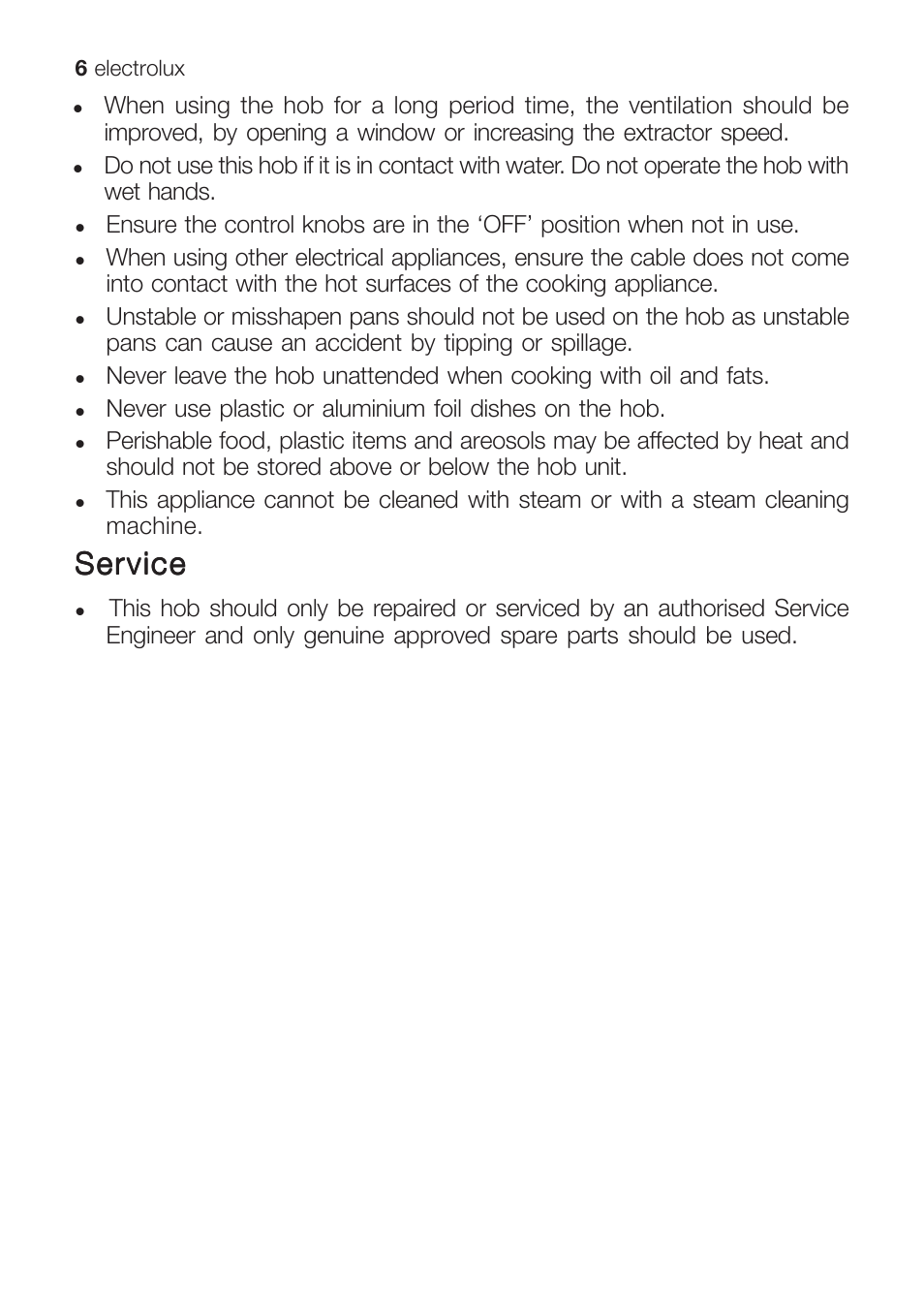 Service | Electrolux U31216 EHG 7812 User Manual | Page 6 / 36