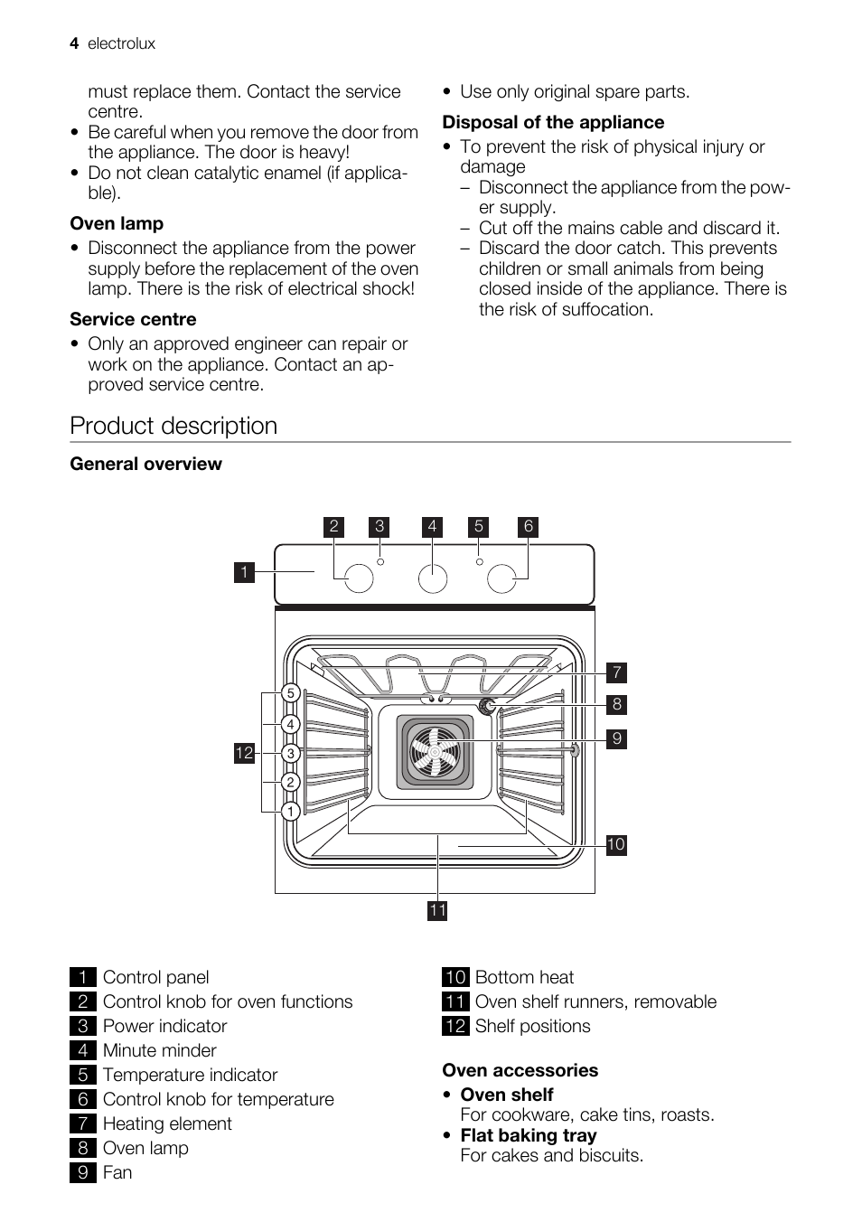 Product description | Electrolux EOB51000 User Manual | Page 4 / 24