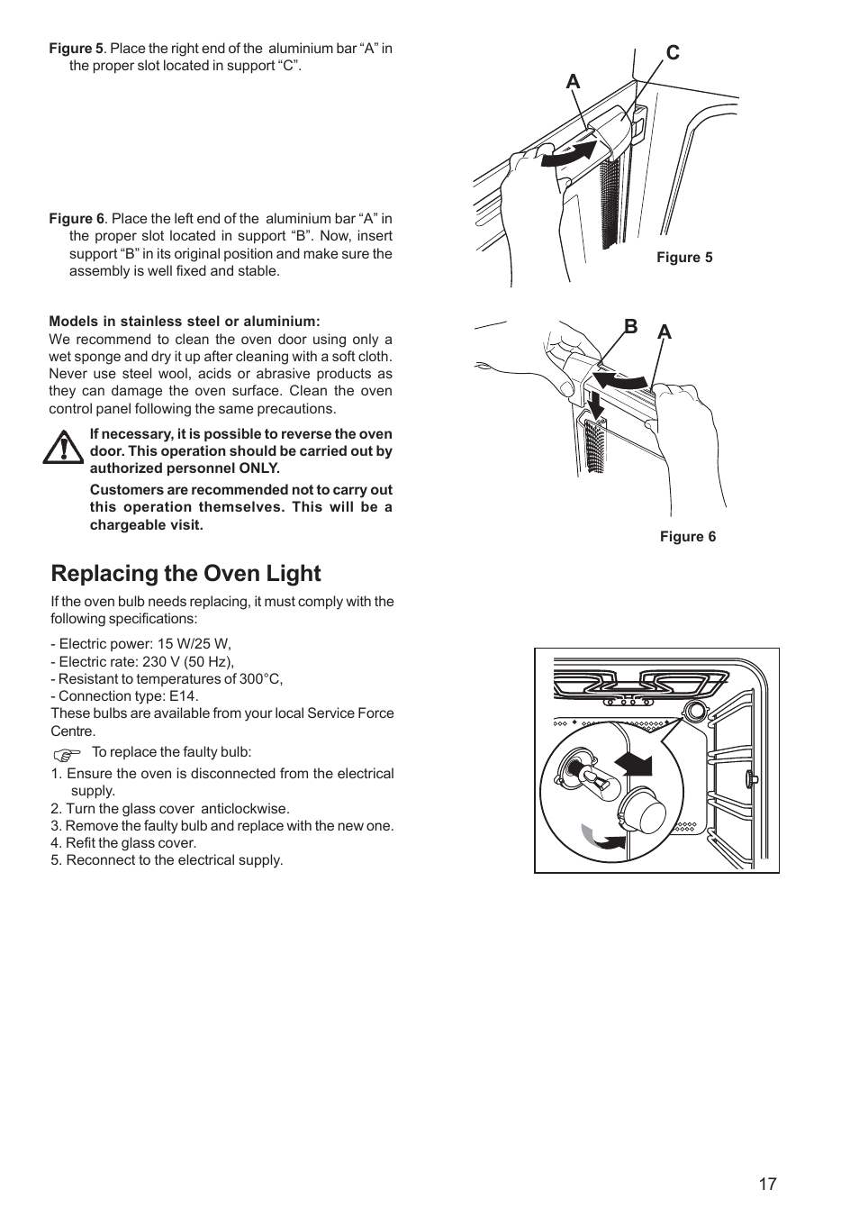 Replacing the oven light | Electrolux EOS 6700 User Manual | Page 17 / 24