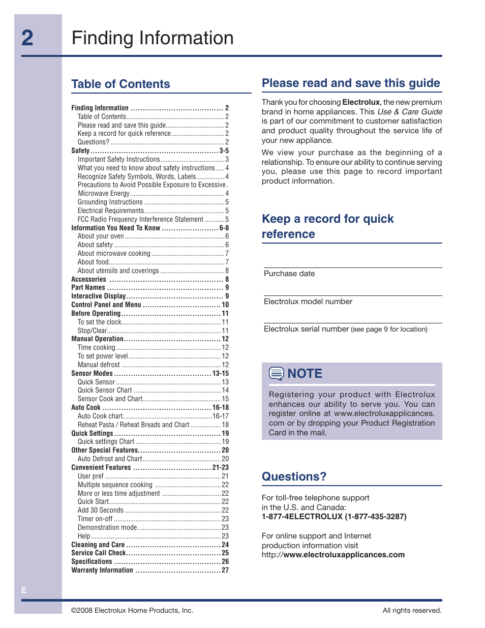Electrolux TINSEB491MRR0 User Manual | Page 2 / 28