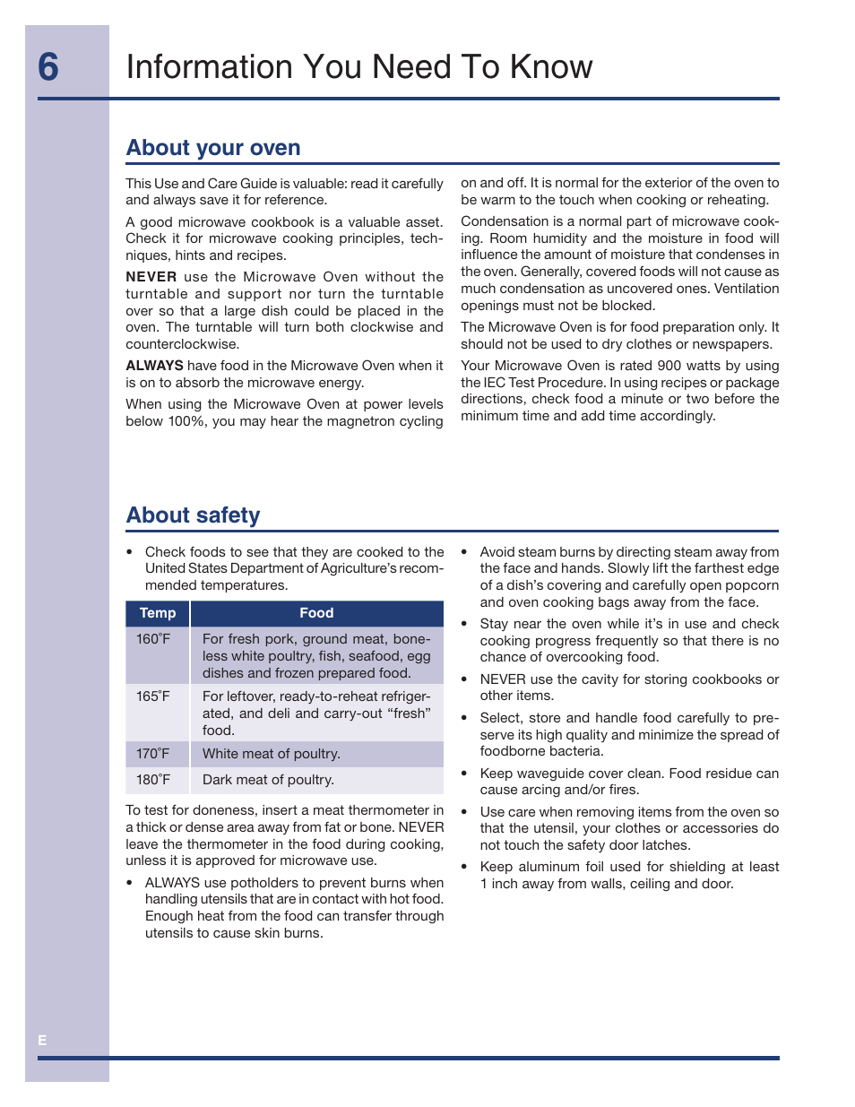 Information you need to know, About safety, About your oven | Electrolux TINSEB491MRR0 User Manual | Page 6 / 28