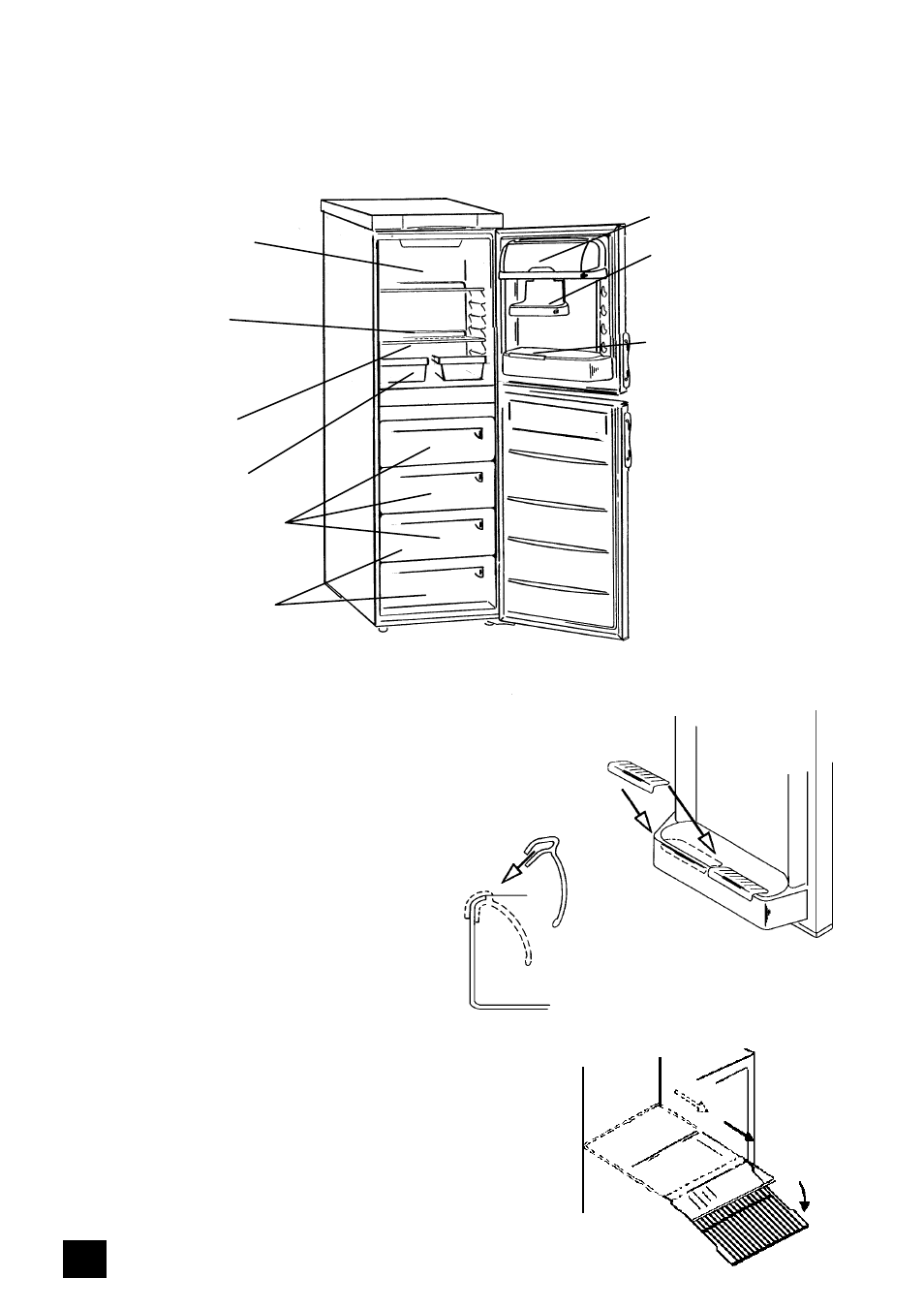 Larder compartment, Storage guide adjustable shelves | Electrolux ER 7656B User Manual | Page 8 / 24