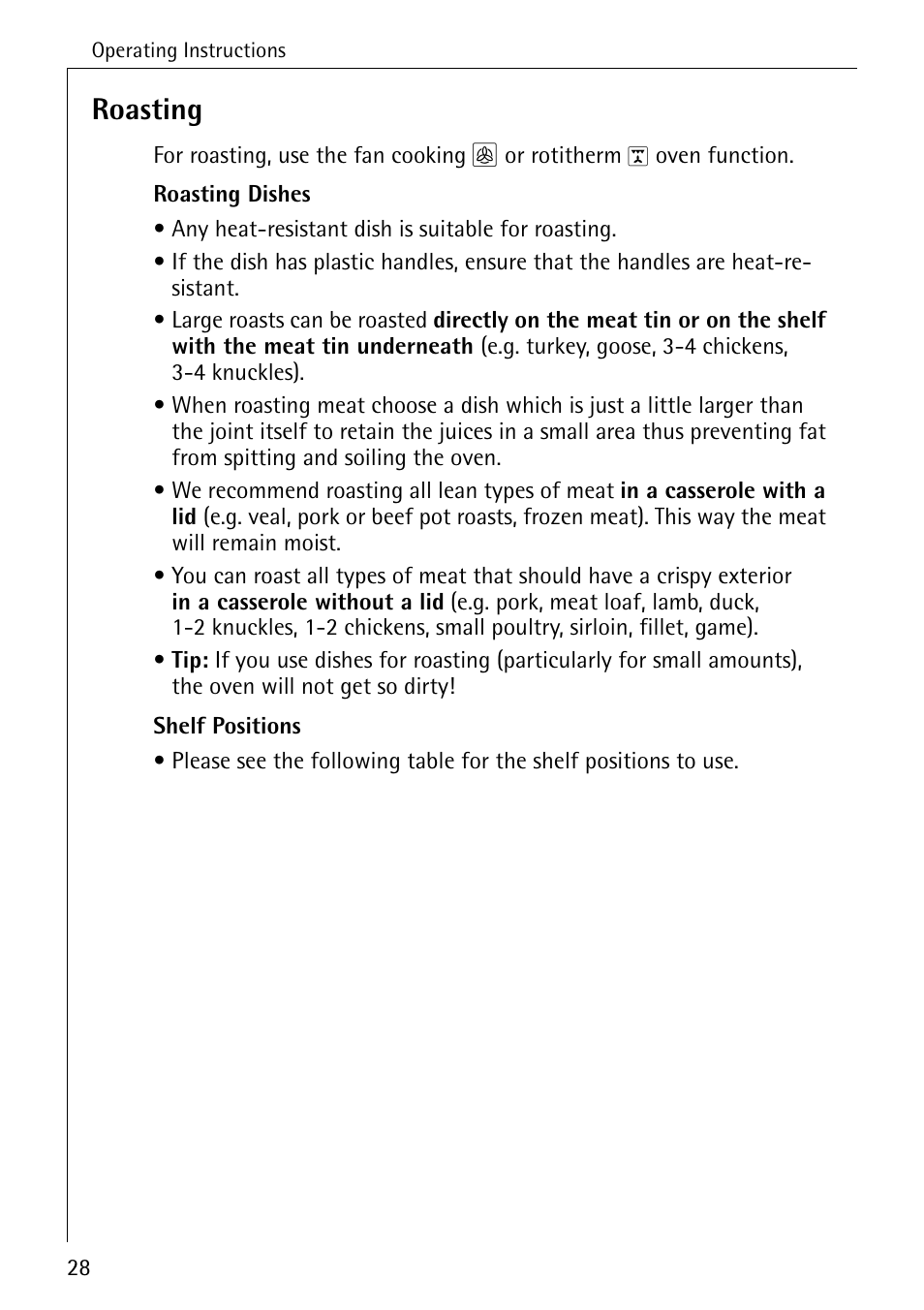 Roasting | Electrolux B2100-1 User Manual | Page 28 / 56