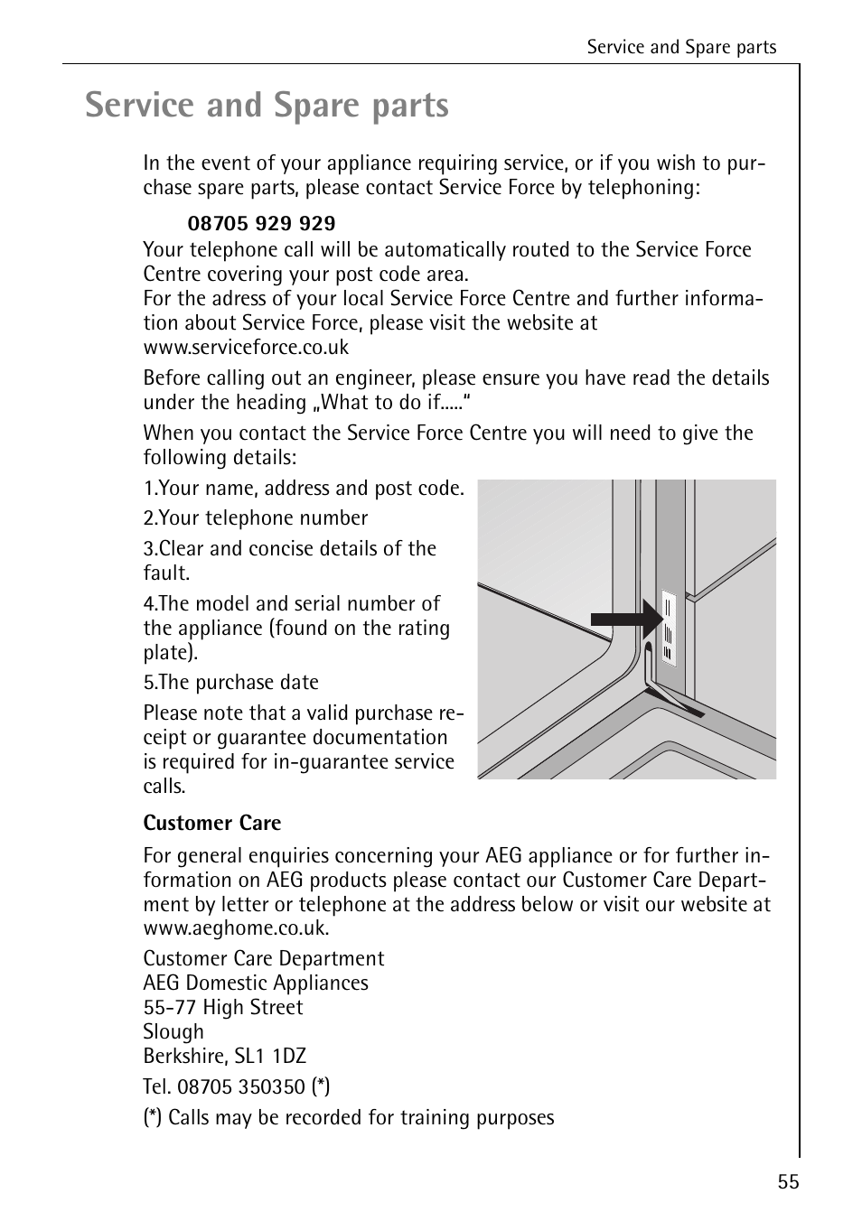 Service and spare parts | Electrolux B2100-1 User Manual | Page 55 / 56
