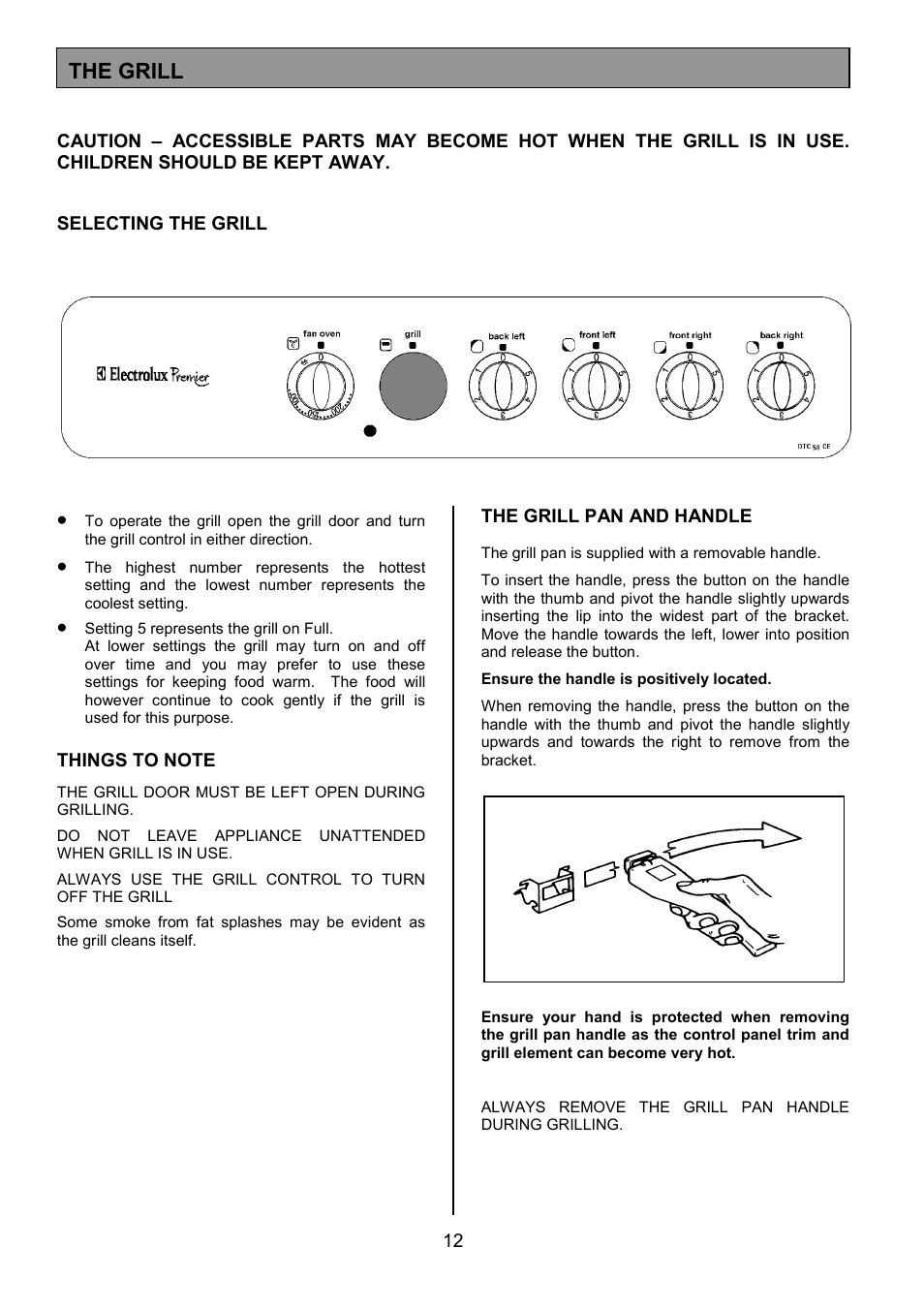 The grill | Electrolux EK5361 User Manual | Page 12 / 28