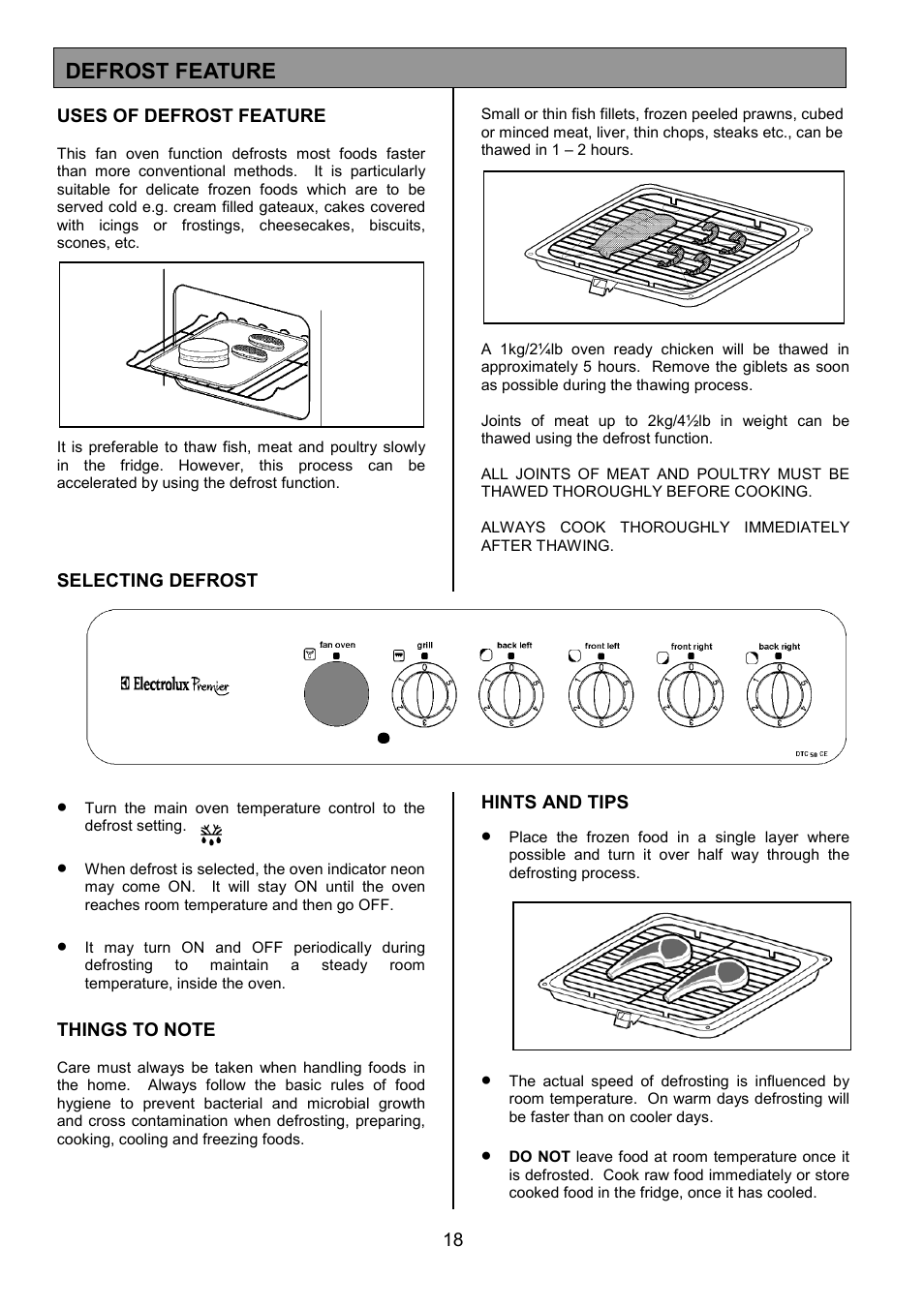 Defrost feature | Electrolux EK5361 User Manual | Page 18 / 28