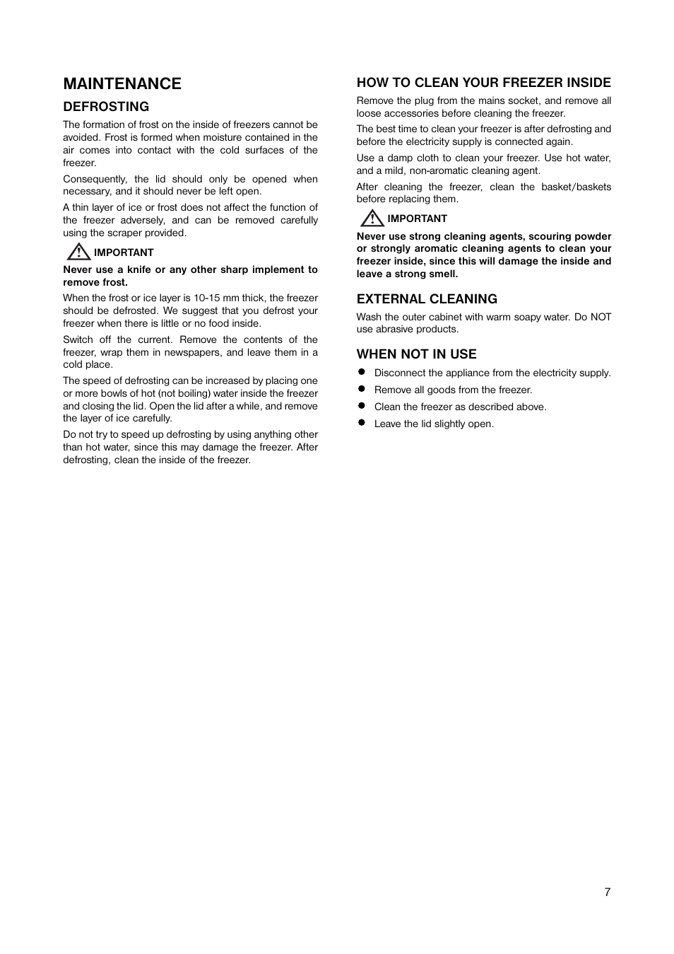 Maintenance | Electrolux ECN 1050 User Manual | Page 7 / 12