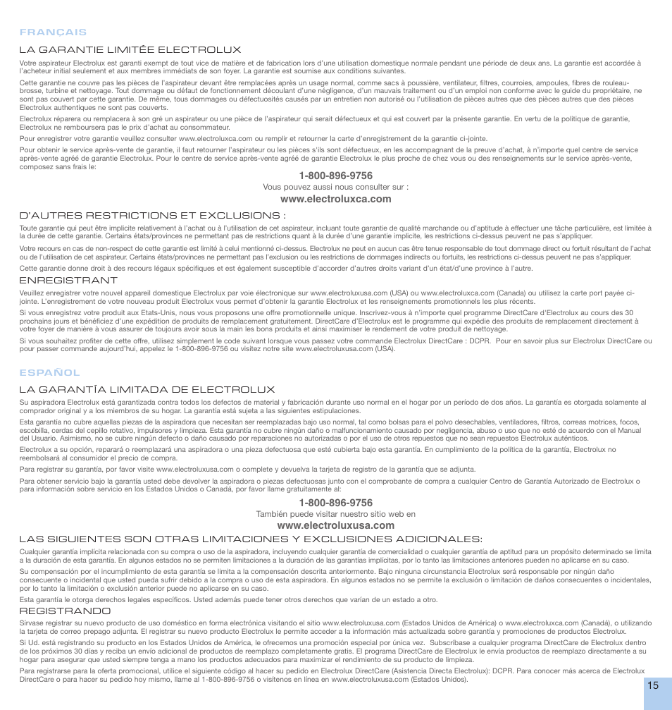 Electrolux EL2/EL5 User Manual | Page 15 / 16