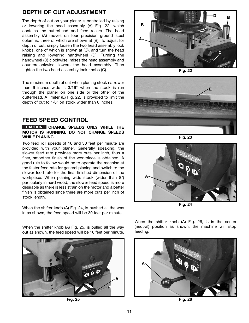 Depth of cut adjustment, Feed speed control | Electrolux 22-785 User Manual | Page 11 / 20