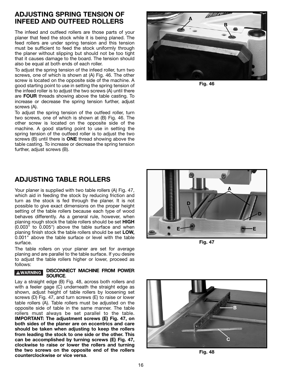 Adjusting table rollers | Electrolux 22-785 User Manual | Page 16 / 20