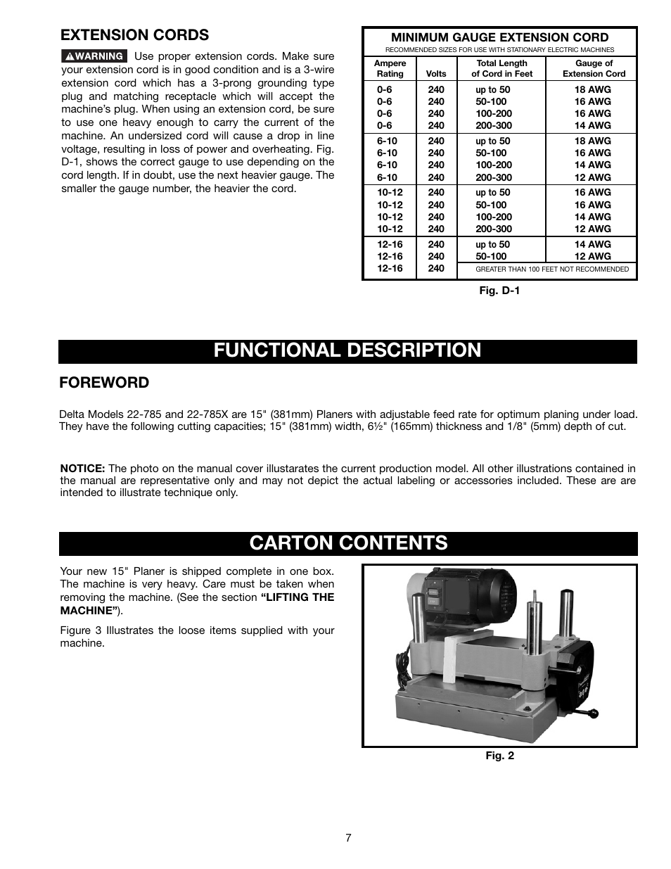 Functional description, Carton contents, Foreword | Extension cords | Electrolux 22-785 User Manual | Page 7 / 20
