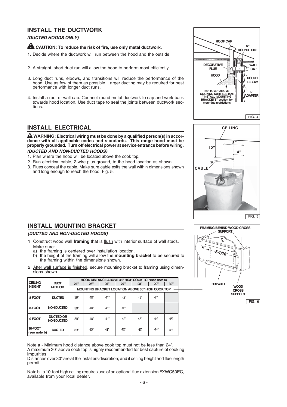 Install electrical, Install mounting bracket, Install the ductwork | Electrolux PL36WC50EC User Manual | Page 5 / 12