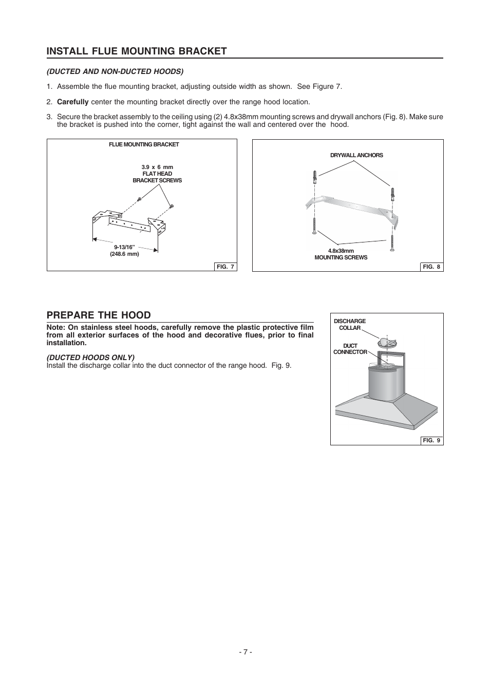 Prepare the hood, Install flue mounting bracket | Electrolux PL36WC50EC User Manual | Page 6 / 12