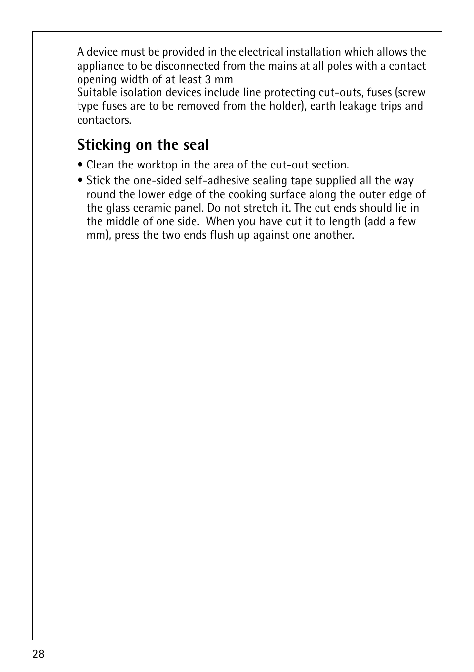 Sticking on the seal | Electrolux 78001KF-N User Manual | Page 28 / 36