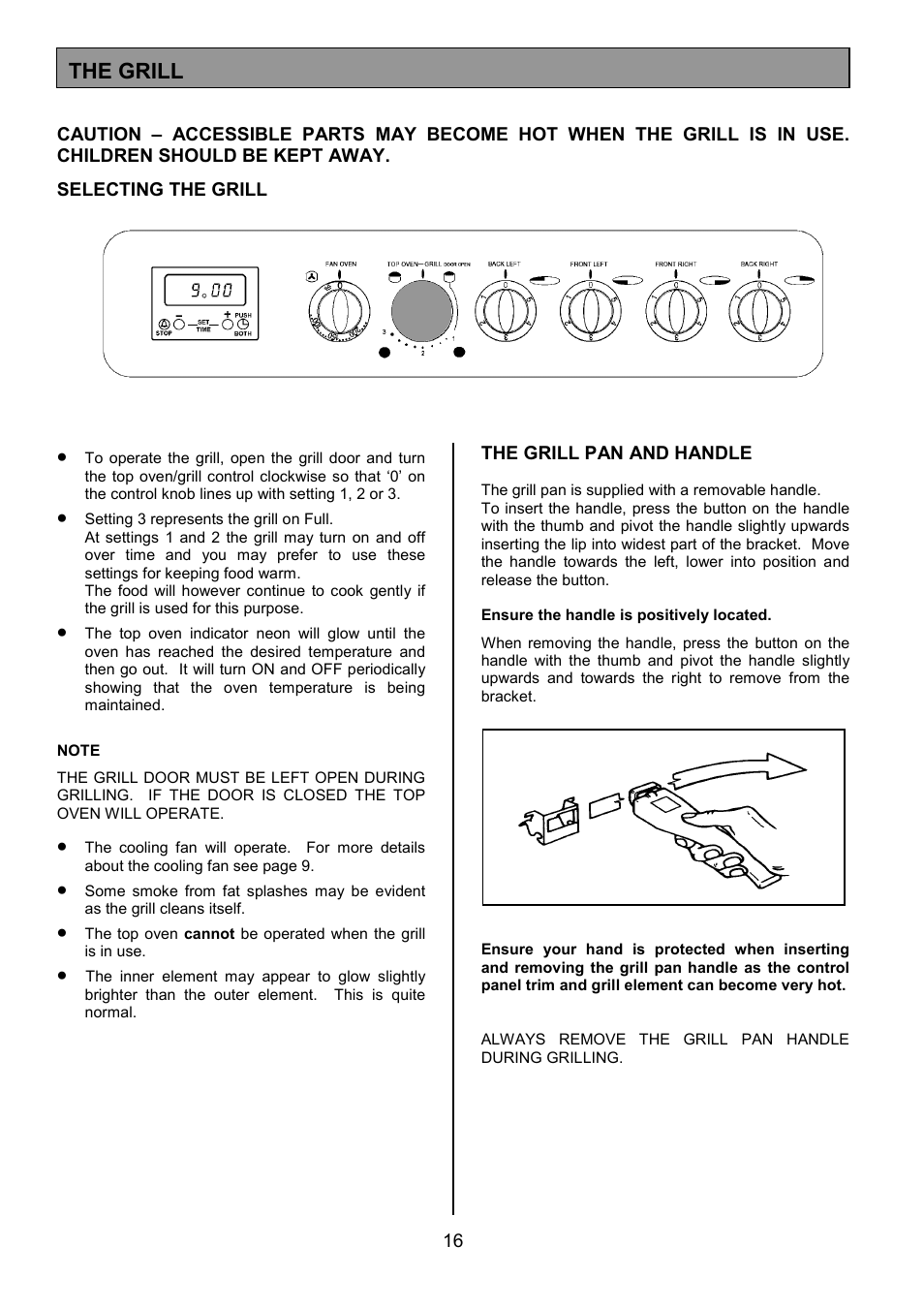 The grill | Electrolux SIE340 User Manual | Page 16 / 32