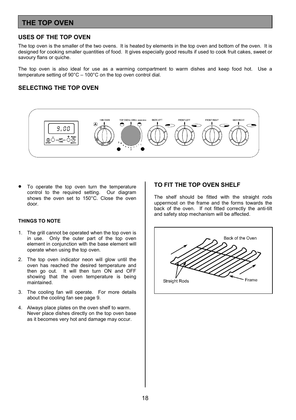 The top oven | Electrolux SIE340 User Manual | Page 18 / 32