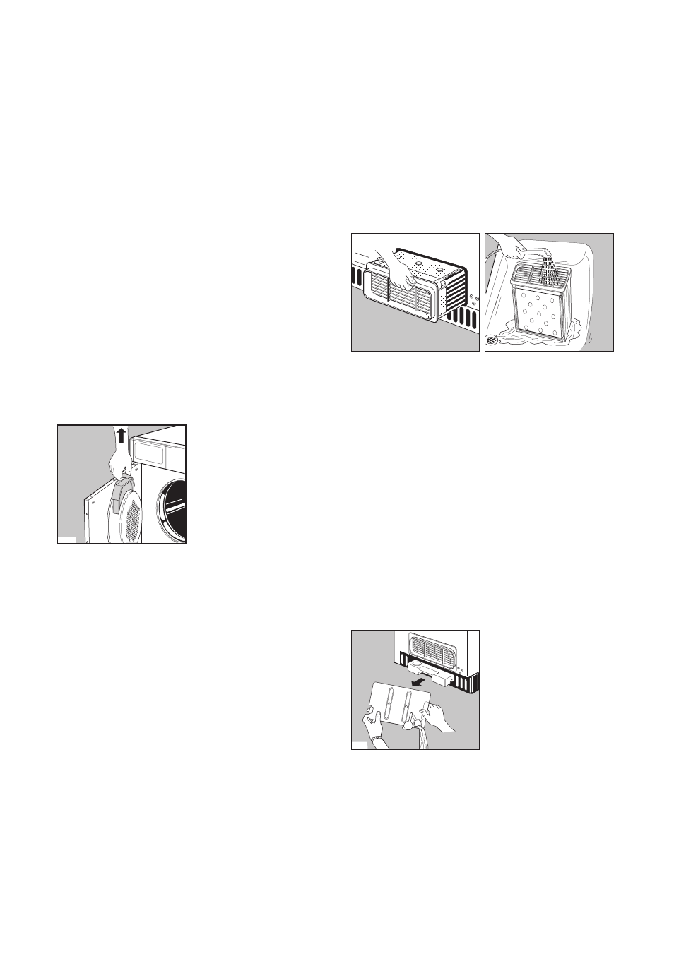 Maintenance and cleaning, External cleaning, Cleaning the filter | Cleaning the condenser unit, Emptying the water reservoir(tank) | Electrolux TDC 1000 W User Manual | Page 9 / 18