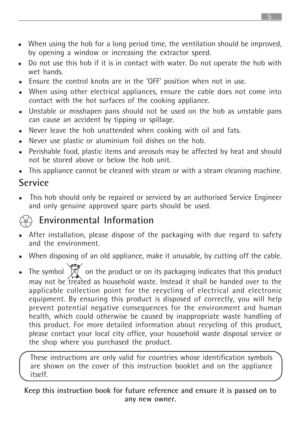 Service, Environmental information | Electrolux 65852 G User Manual | Page 5 / 32