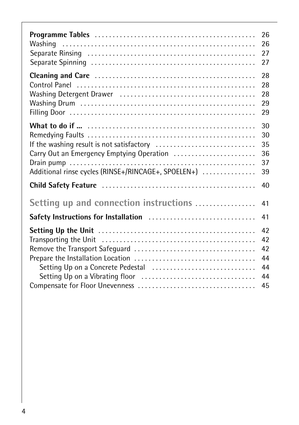 Setting up and connection instructions | Electrolux LAVAMAT 50550 User Manual | Page 4 / 56