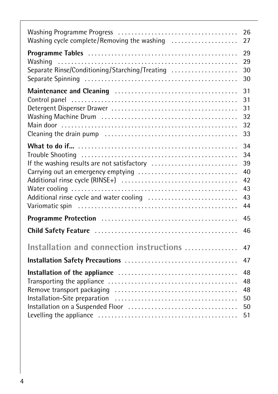 Installation and connection instructions | Electrolux LAVAMAT 84745 User Manual | Page 4 / 64