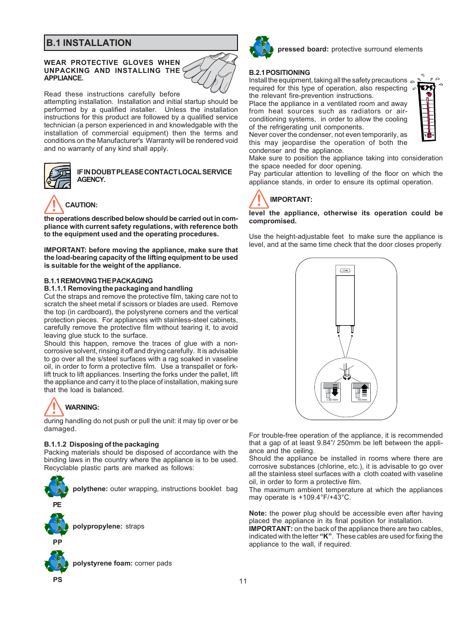 B.1 installation | Electrolux 726673 User Manual | Page 11 / 19