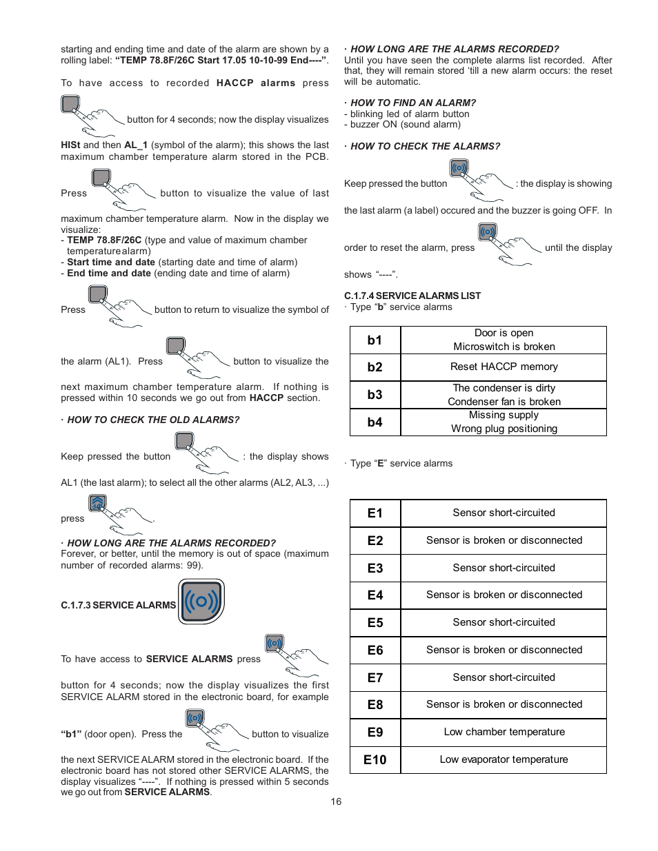 B1 b2 b3 b4, E1 e2 e3 e4, E5 e6 | E7 e8, E9 e10 | Electrolux 726673 User Manual | Page 16 / 19