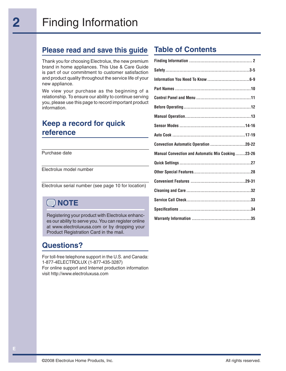 Electrolux TINSEB493MRR1 User Manual | Page 2 / 36