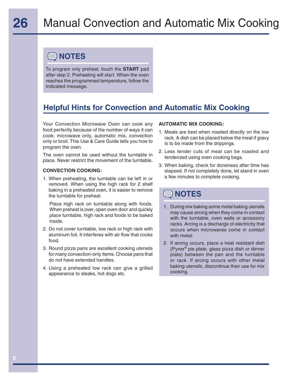 Manual convection and automatic mix cooking | Electrolux TINSEB493MRR1 User Manual | Page 26 / 36