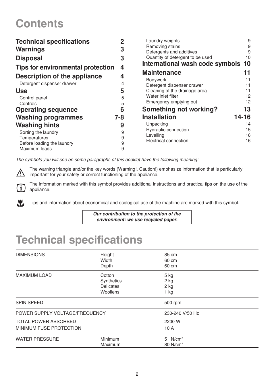 Electrolux EW502F User Manual | Page 2 / 17