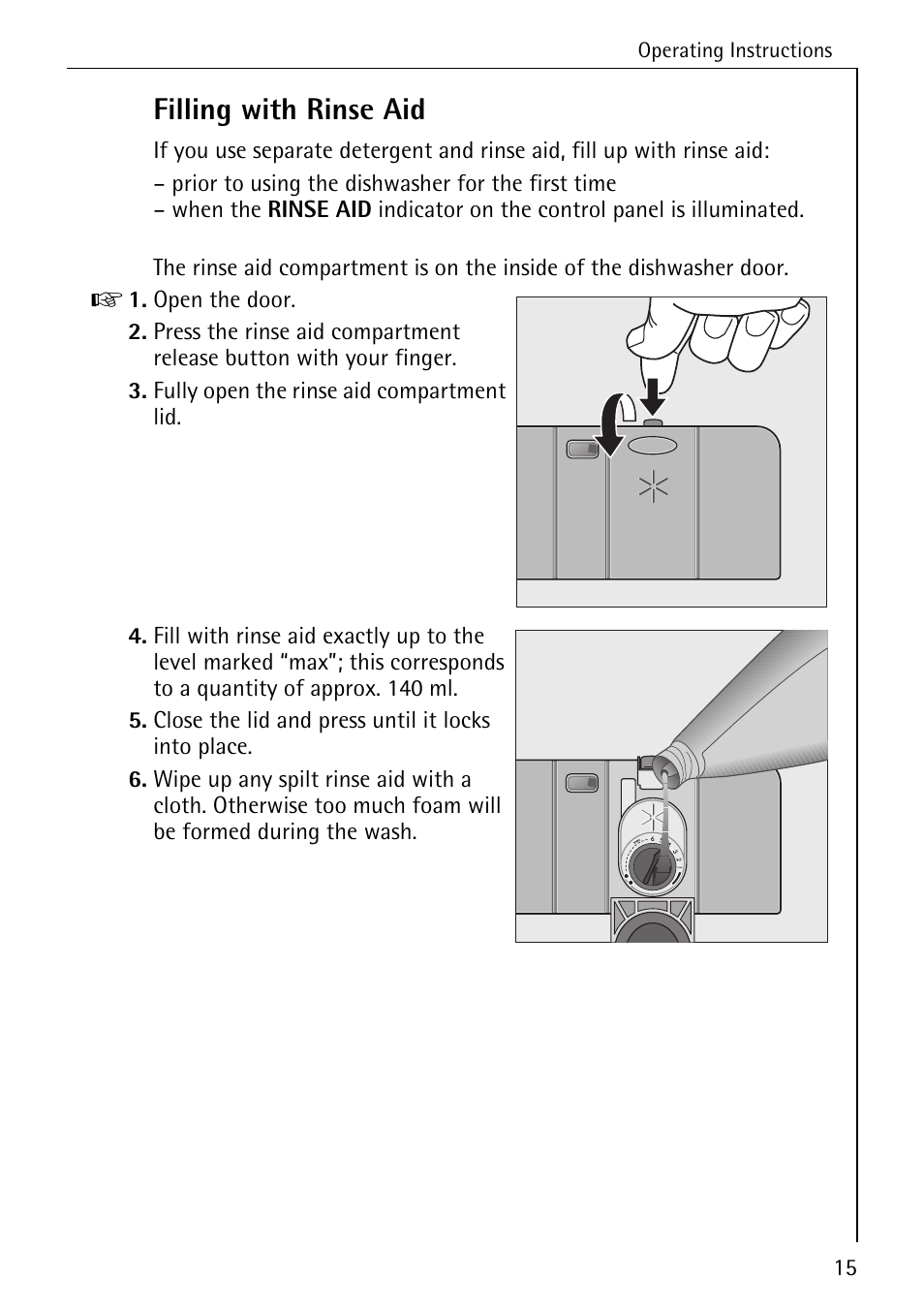 Filling with rinse aid | Electrolux 60820 User Manual | Page 15 / 44