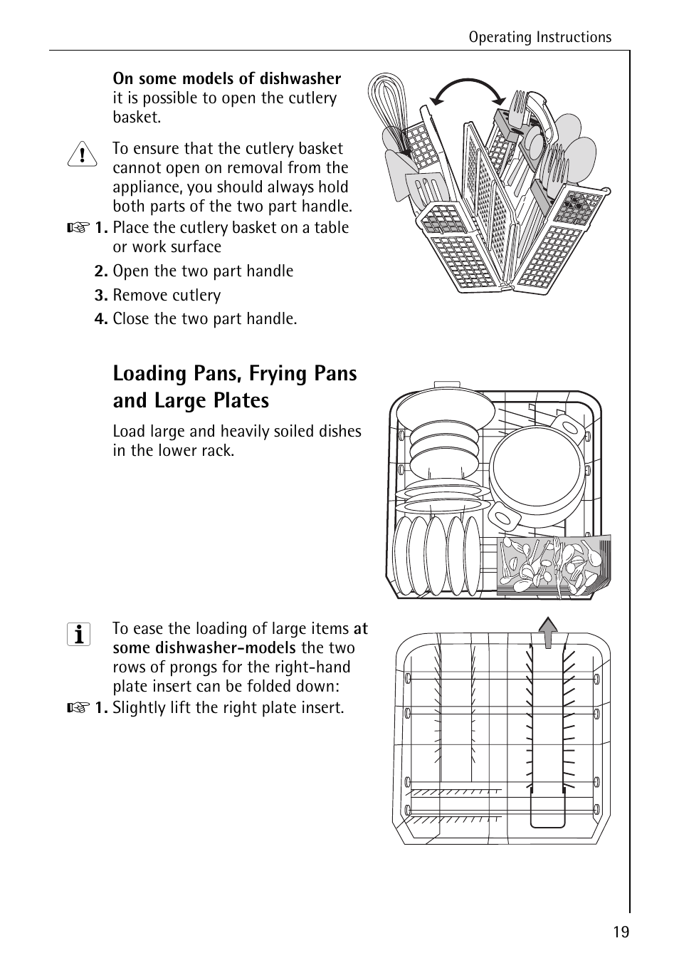 Loading pans, frying pans and large plates | Electrolux 60820 User Manual | Page 19 / 44