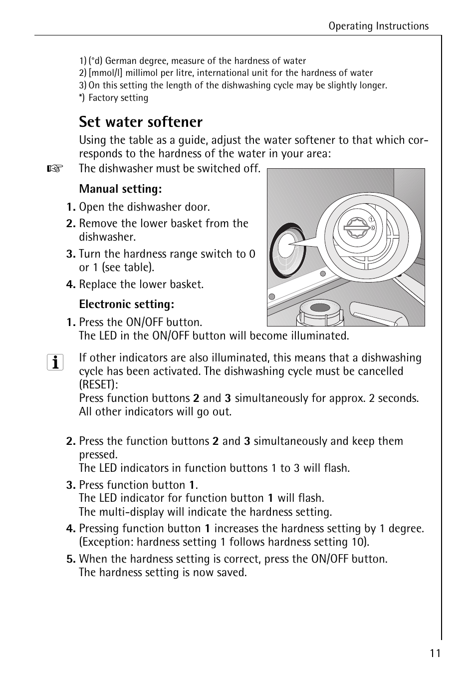 Set water softener | Electrolux 65050 i User Manual | Page 11 / 48