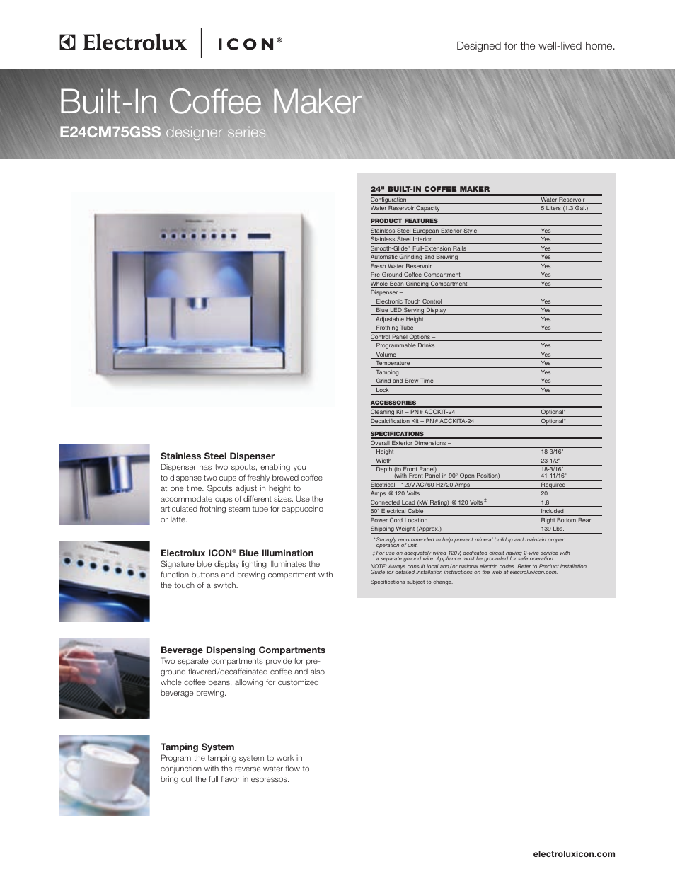 Electrolux E24CM75GSS User Manual | 2 pages