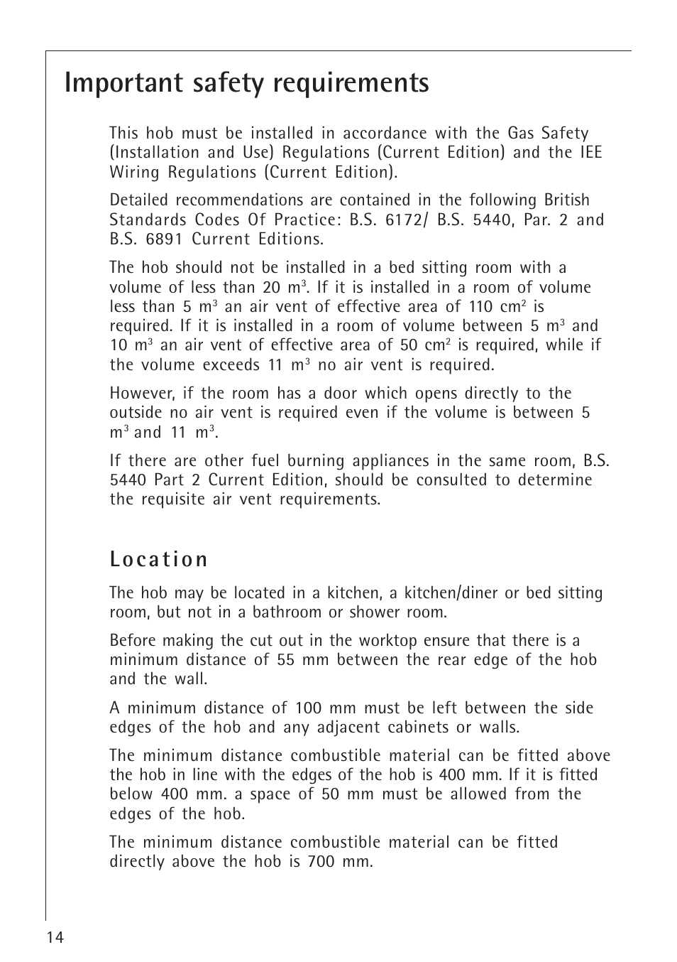 Important safety requirements | Electrolux 34942G User Manual | Page 14 / 28