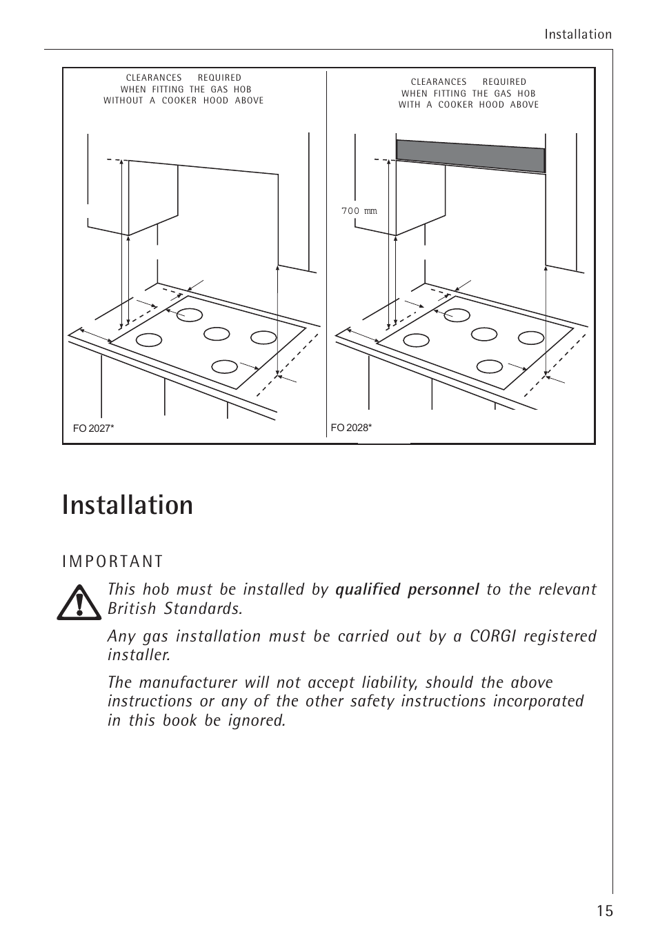 Installation, Qualified personnel | Electrolux 34942G User Manual | Page 15 / 28