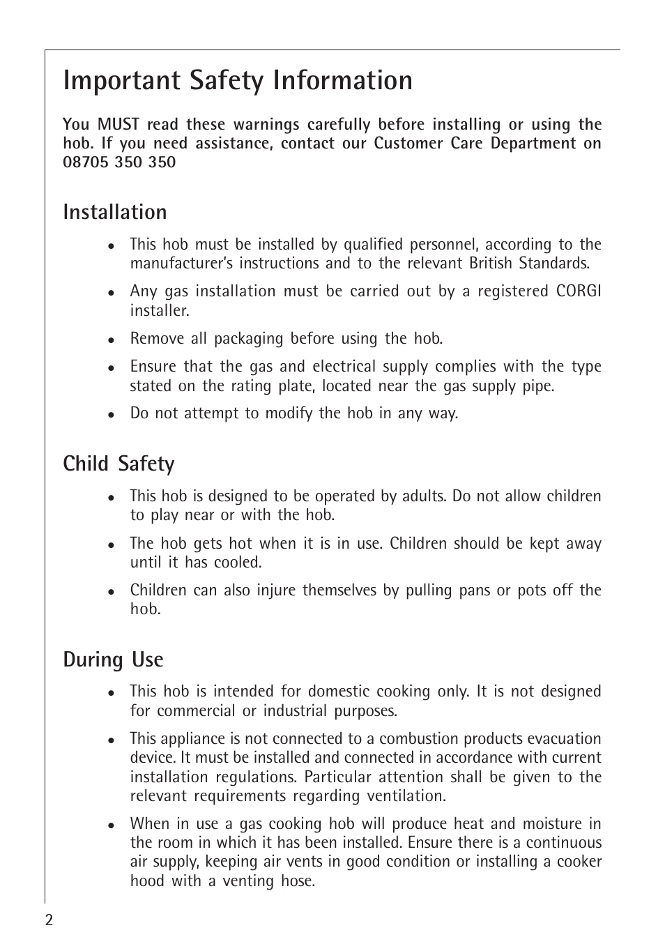 Important safety information, Installation, Child safety | During use | Electrolux 34942G User Manual | Page 2 / 28