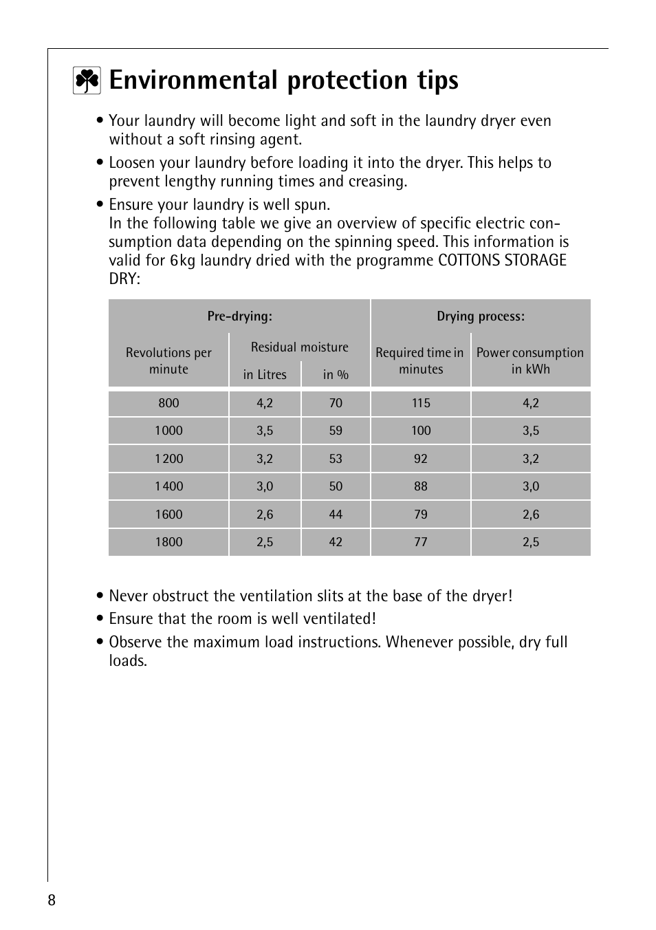 2 environmental protection tips | Electrolux LAVATHERM 57760 User Manual | Page 8 / 44