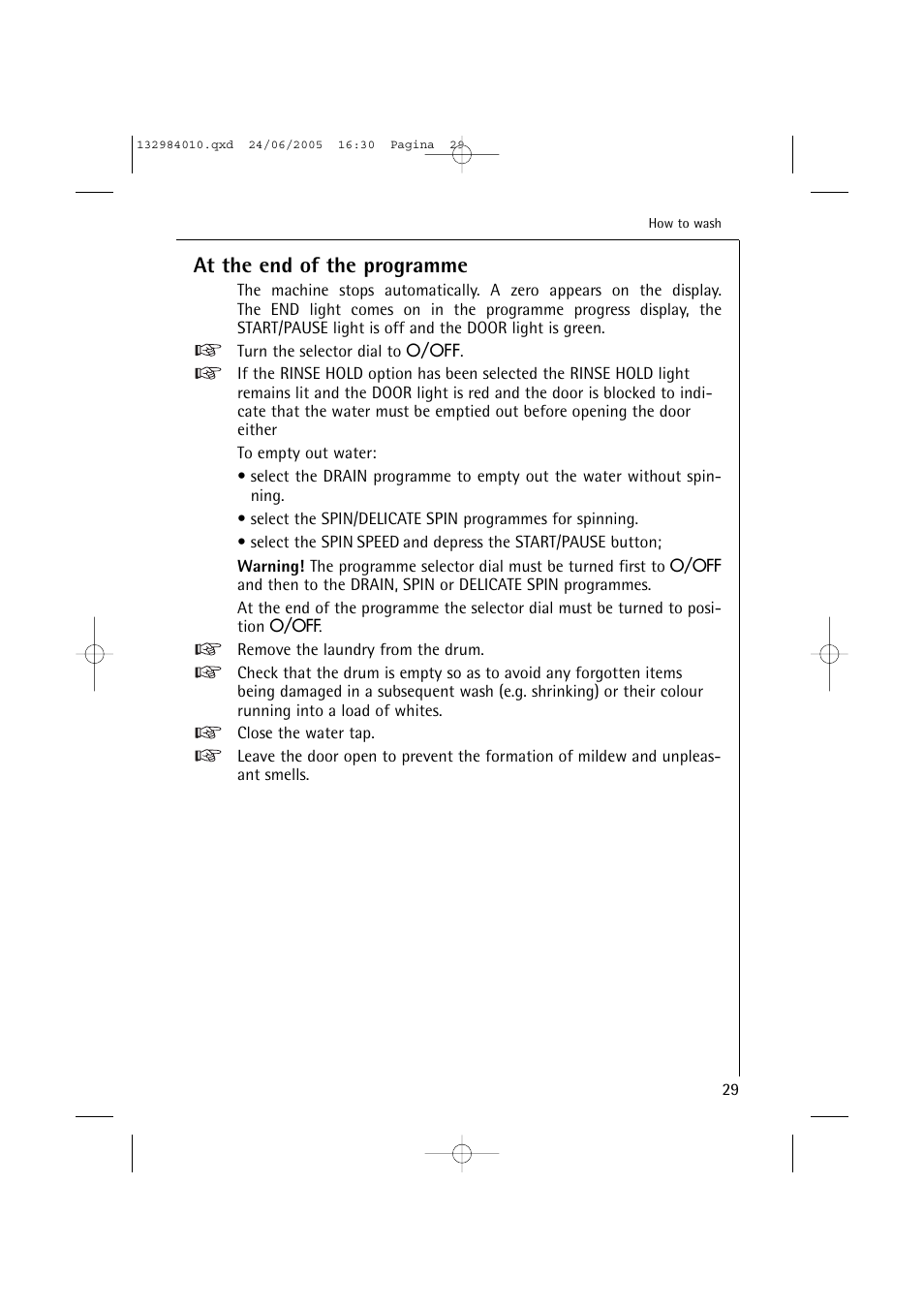 At the end of the programme | Electrolux 12830 User Manual | Page 29 / 56