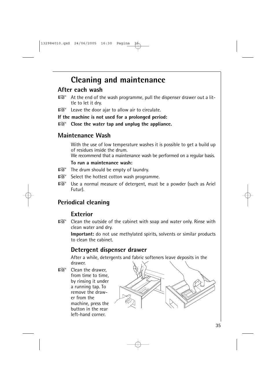 Cleaning and maintenance | Electrolux 12830 User Manual | Page 35 / 56