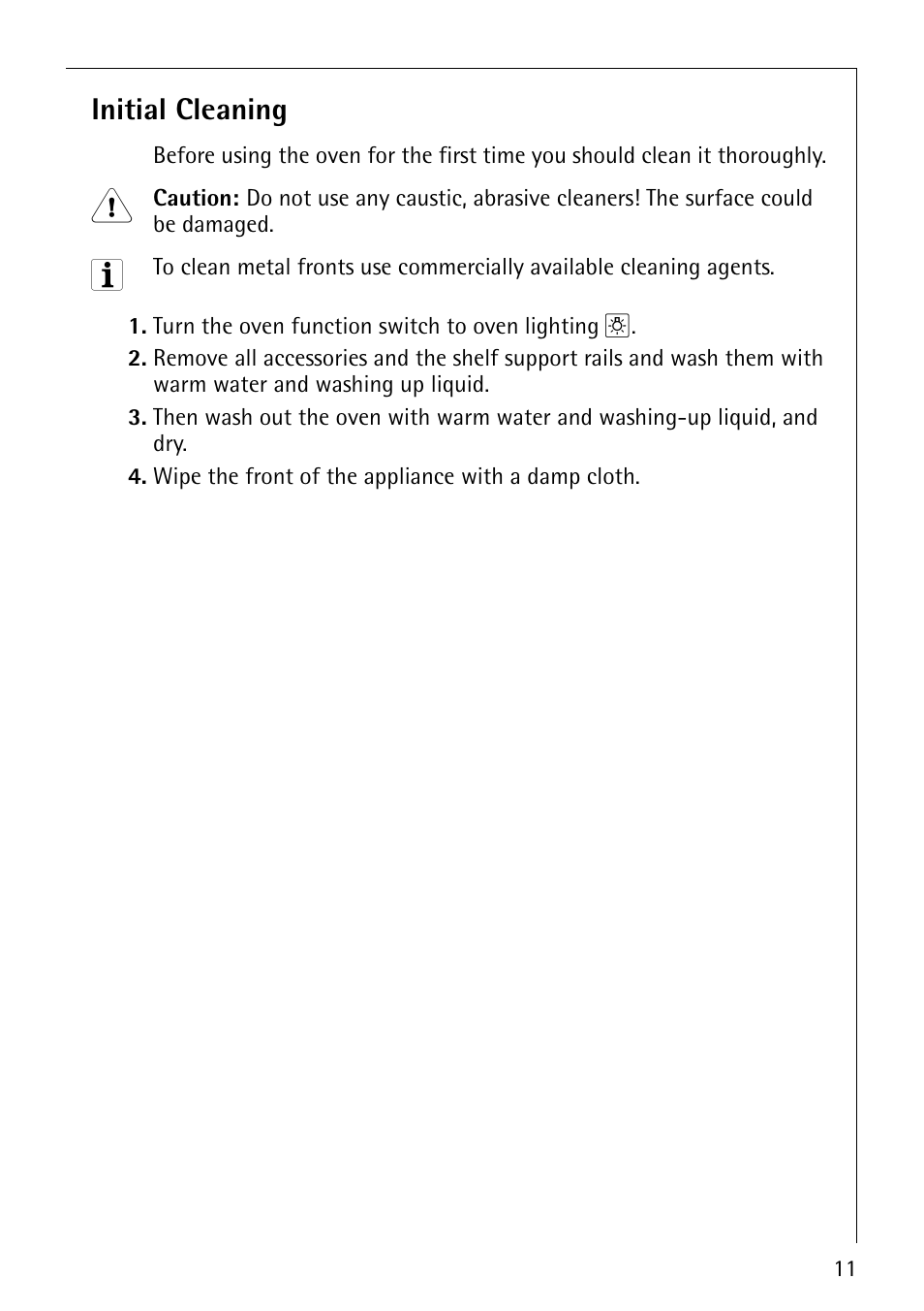 Initial cleaning | Electrolux B1100-2 User Manual | Page 11 / 44