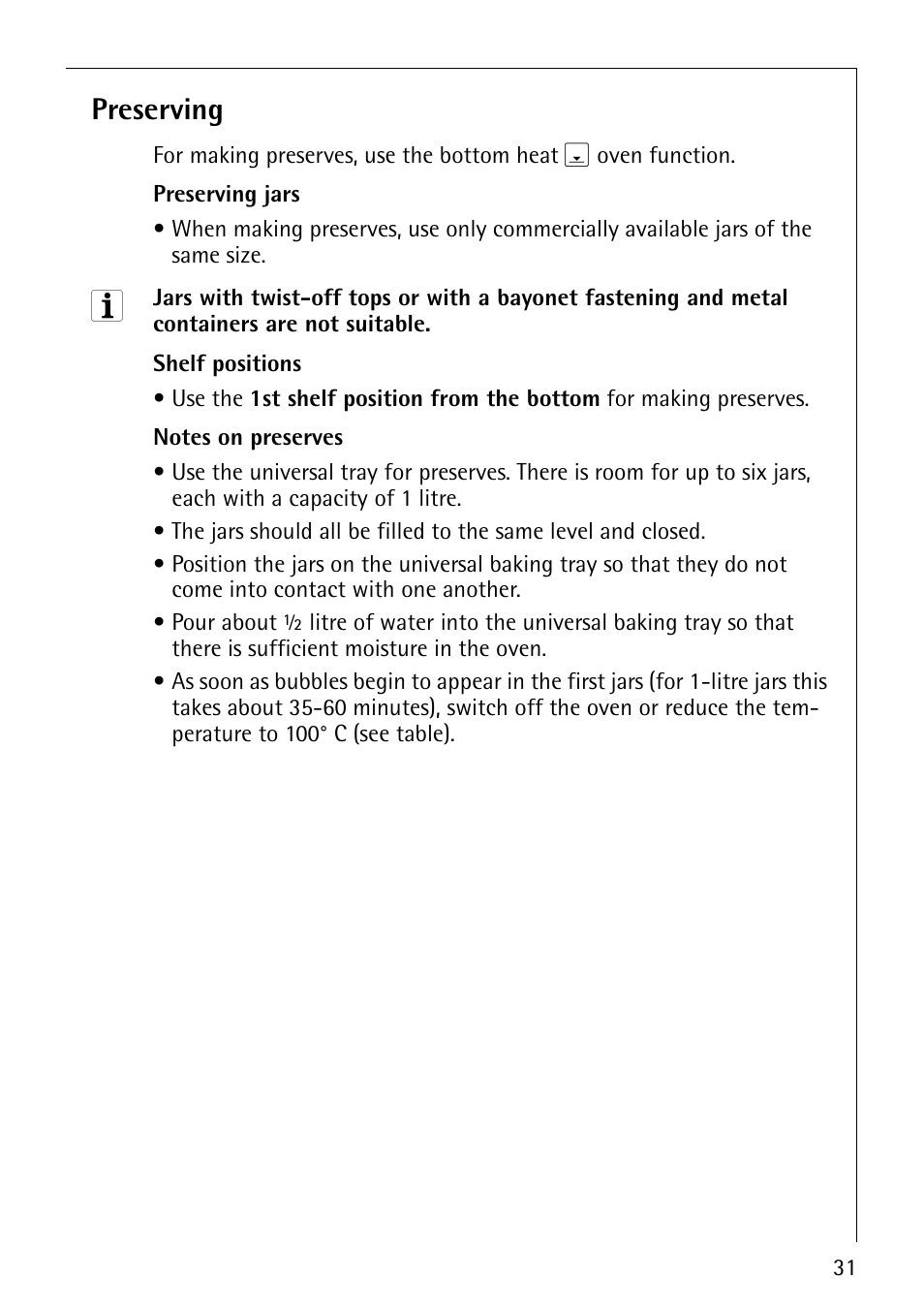 Preserving | Electrolux B1100-2 User Manual | Page 31 / 44