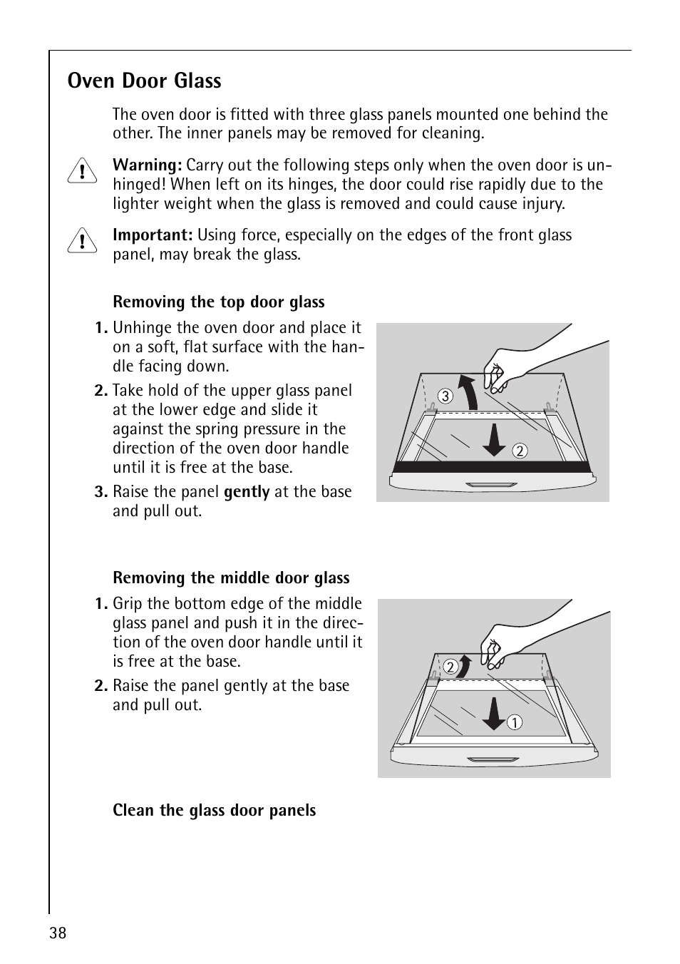 Oven door glass | Electrolux B1100-2 User Manual | Page 38 / 44