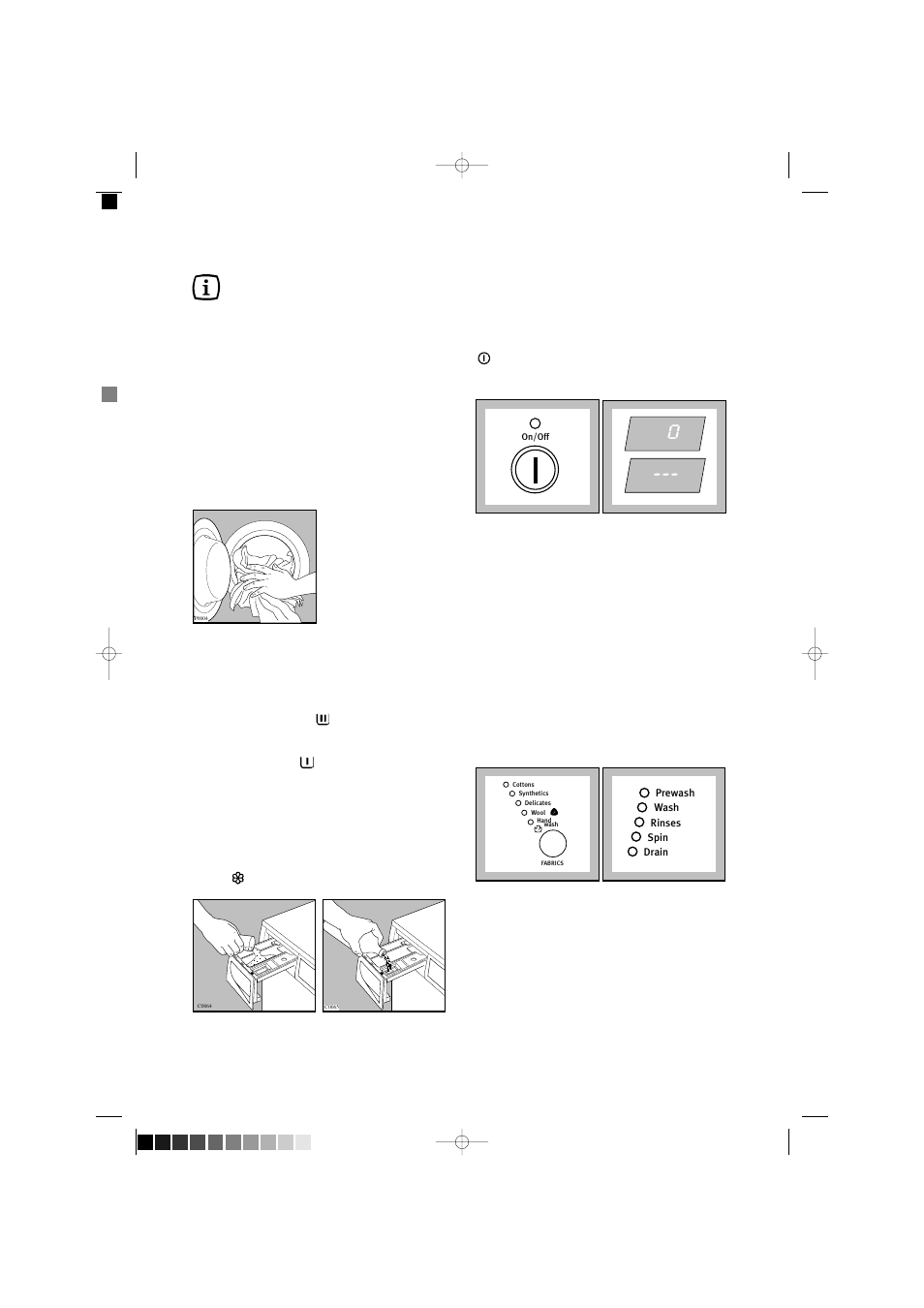 Operating sequence, Switch the machine on, Select the desired programme/ fabric | Electrolux EW 1280F User Manual | Page 15 / 26