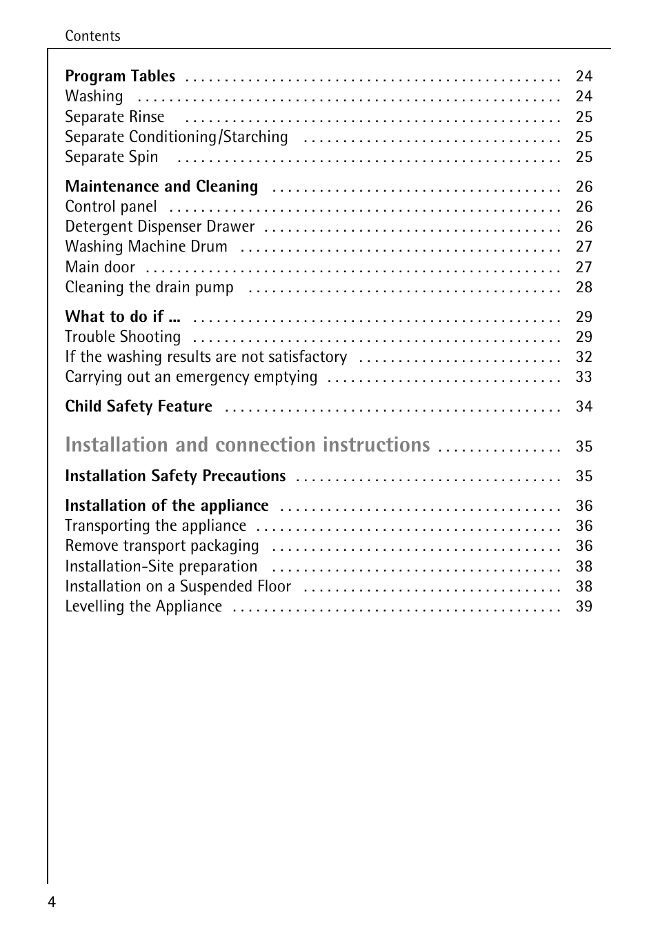 Installation and connection instructions | Electrolux LAVAMAT 51635 User Manual | Page 4 / 52