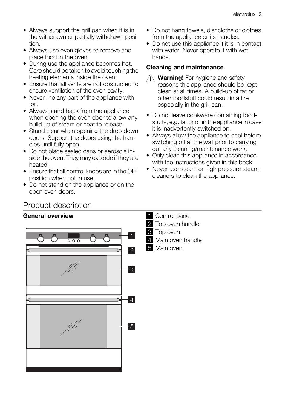 Product description | Electrolux EOD43103 User Manual | Page 3 / 32