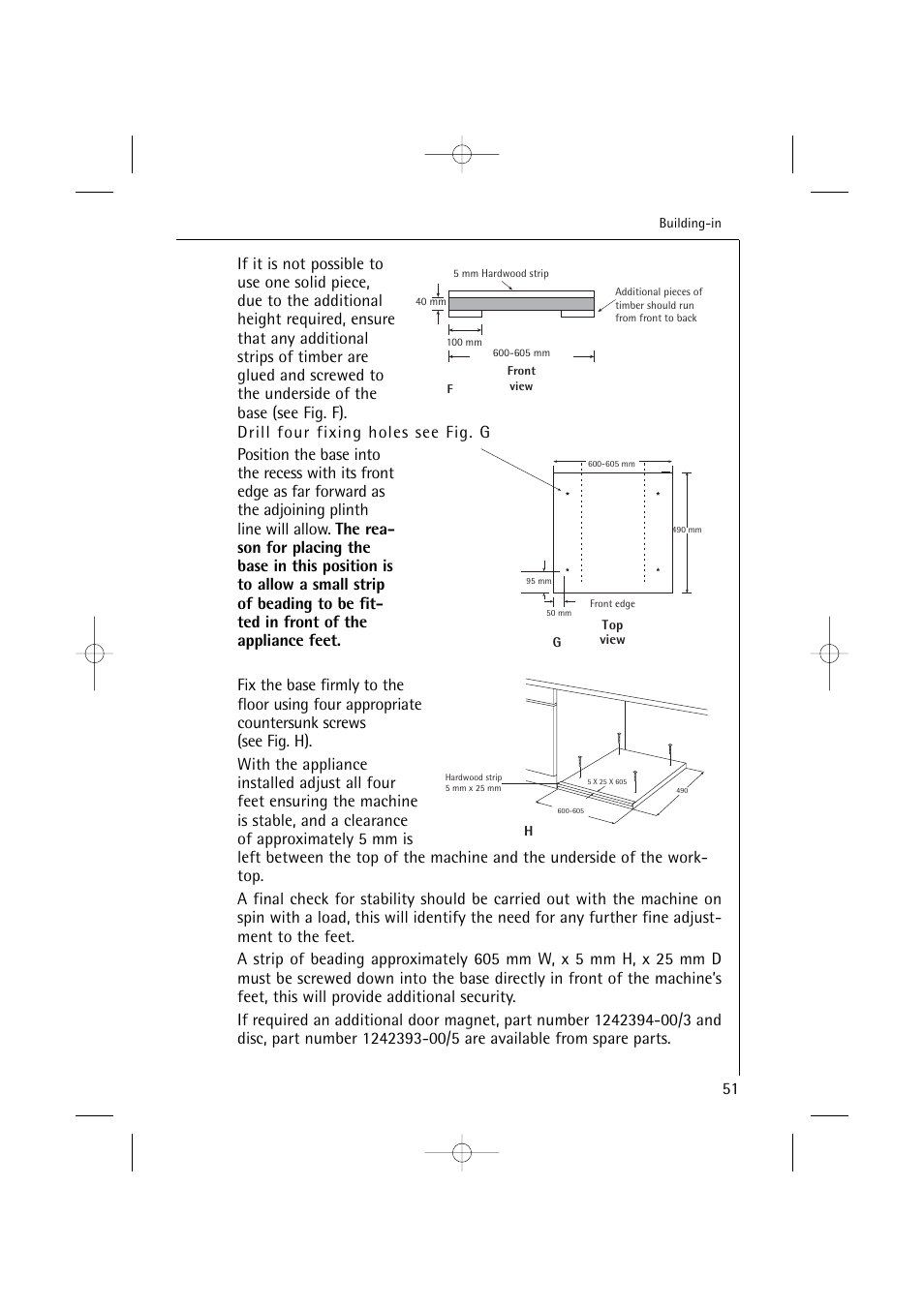 Drill four fixing holes see fig. g | Electrolux 14500 VI User Manual | Page 51 / 52