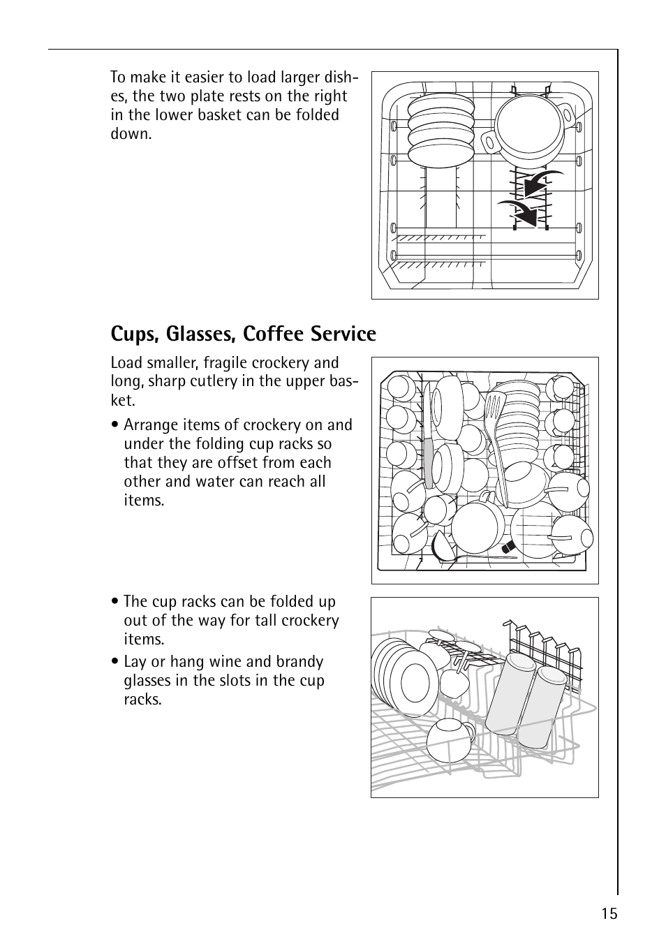 Cups, glasses, coffee service | Electrolux 65070 Vi User Manual | Page 15 / 40