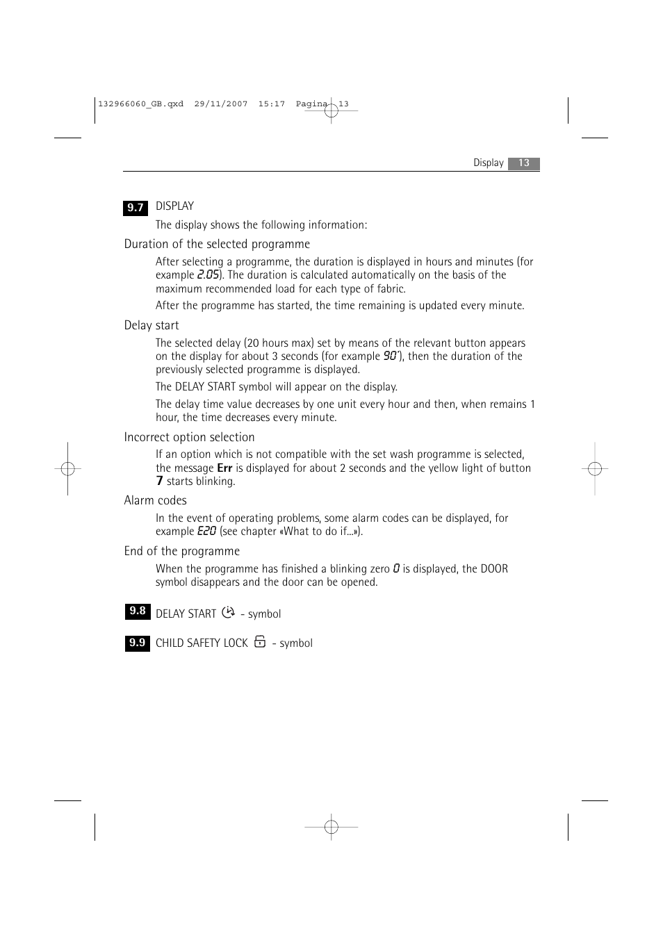 Electrolux WA SL1 E100 User Manual | Page 13 / 52