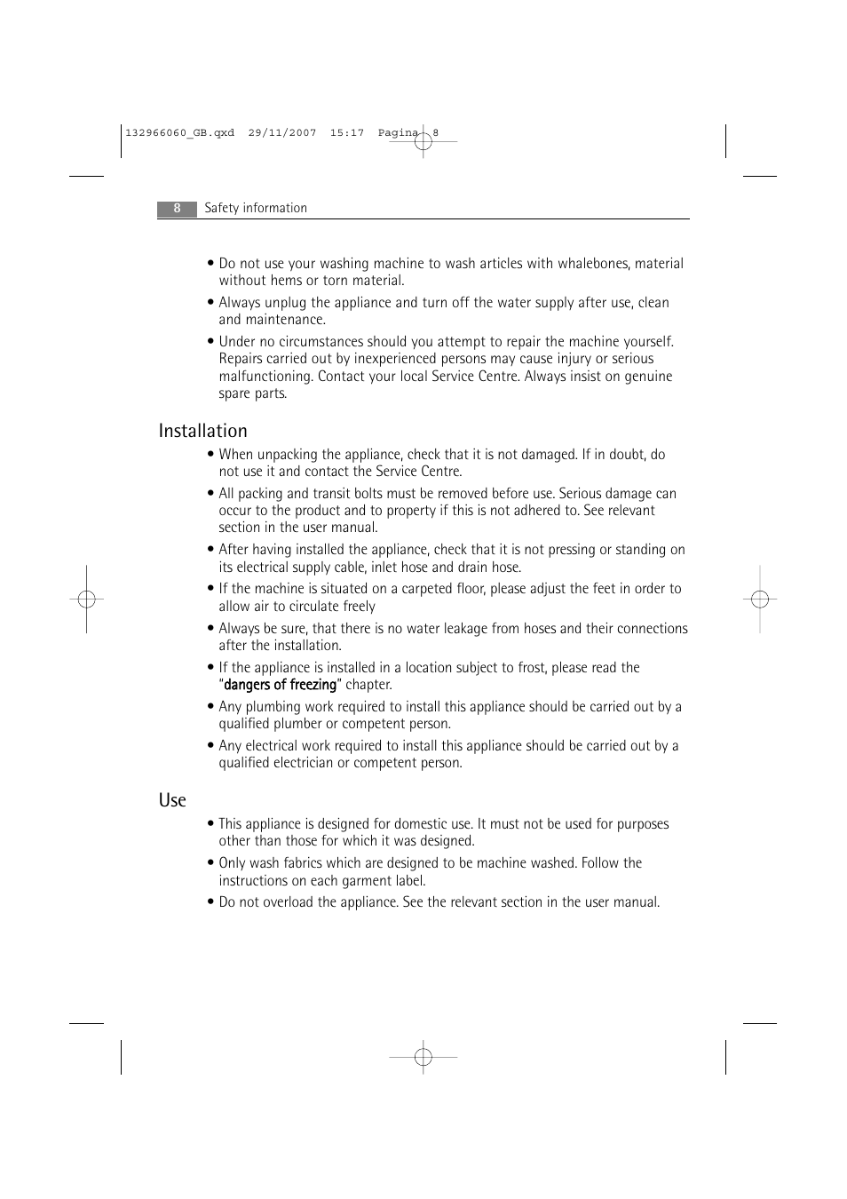 Installation | Electrolux WA SL1 E100 User Manual | Page 8 / 52